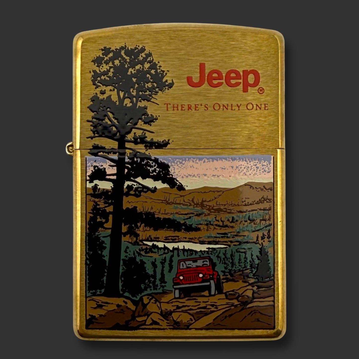 1998 Zippo Lighter - There's Only One Jeep - Brushed Brass