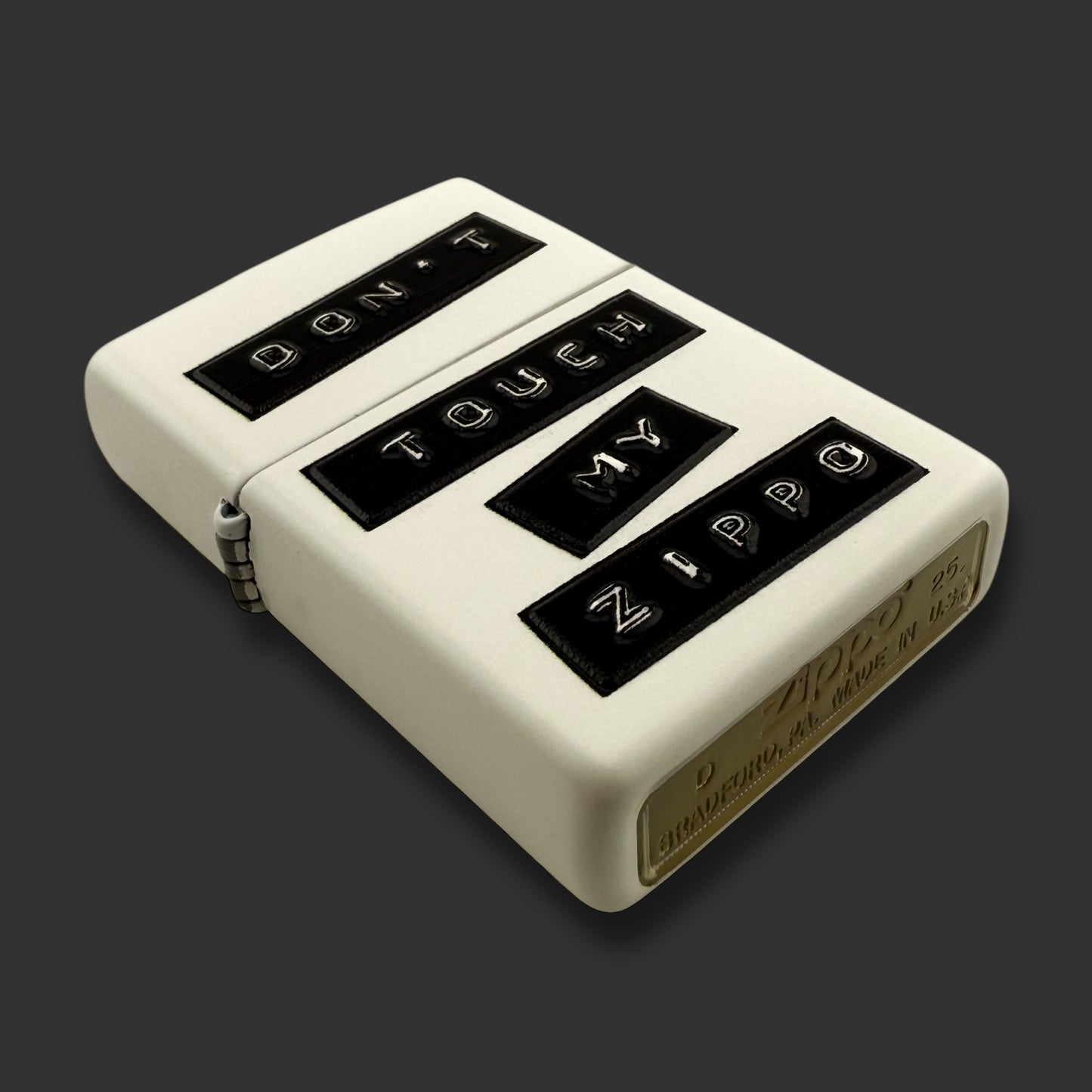 EXCLUSIVE - Riley's 66 Zippo Lighter - Don't touch my Zippo - White Matte