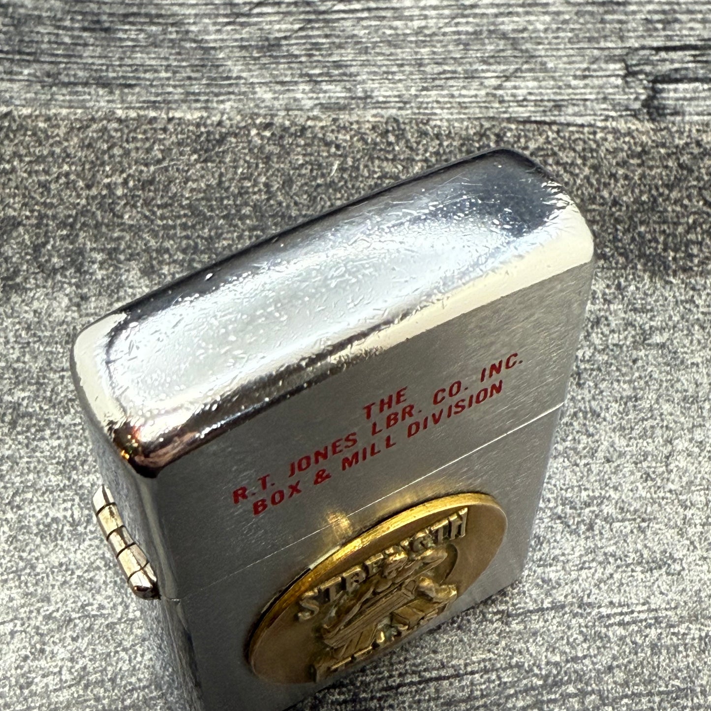 1979 Zippo Lighter - R.T. Jones Lumber - Brushed Chrome