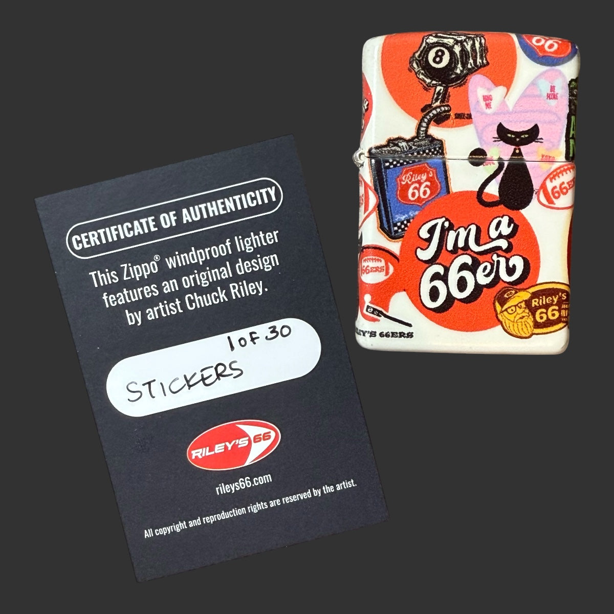 Original Riley's 66 Stickers Zippo Lighter