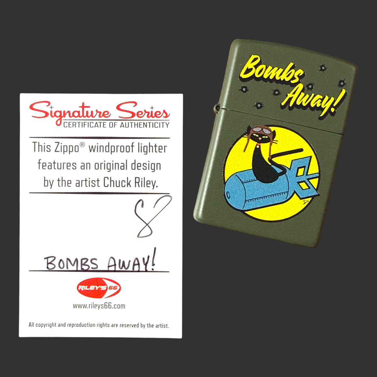 Bombs Away Zippo Lighter - Riley's 66 Original Artwork