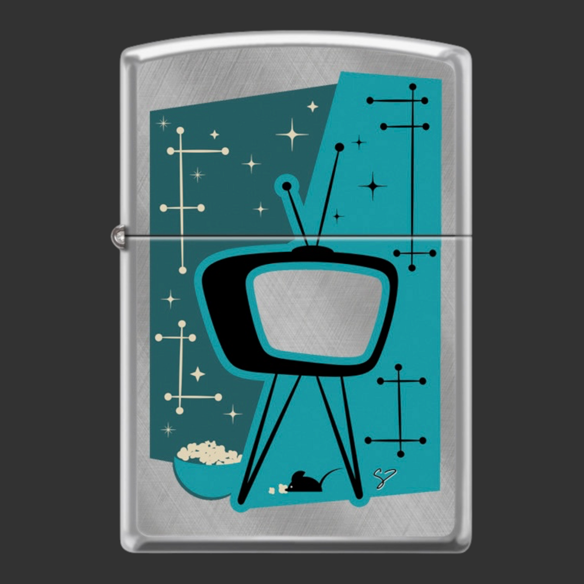 Static - Retro TV Zippo Lighter - Riley's 66 Original Artwork - Only ONE Available