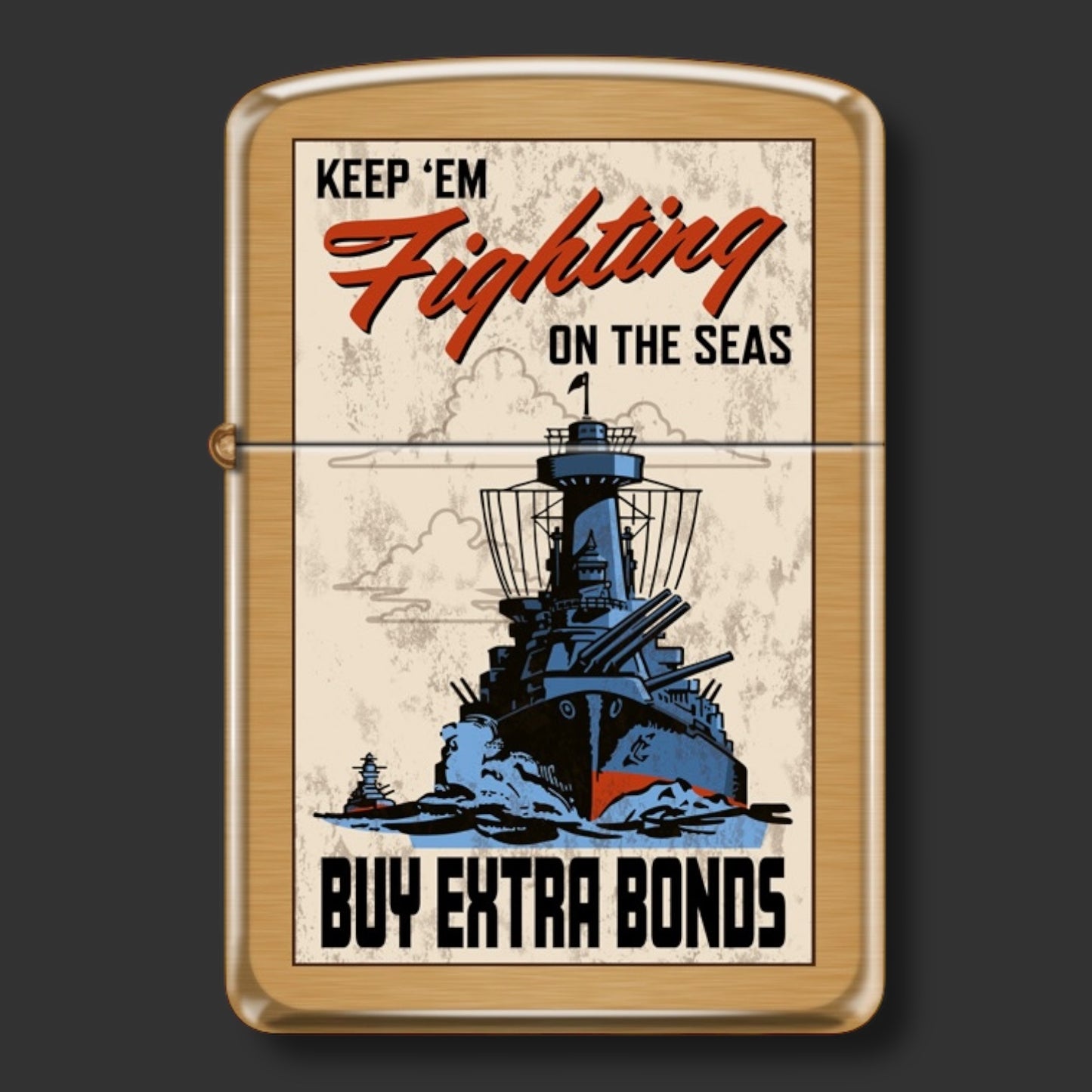 EXCLUSIVE - Riley's 66 Zippo Lighter - Keep 'Em Fighting - Brushed Brass