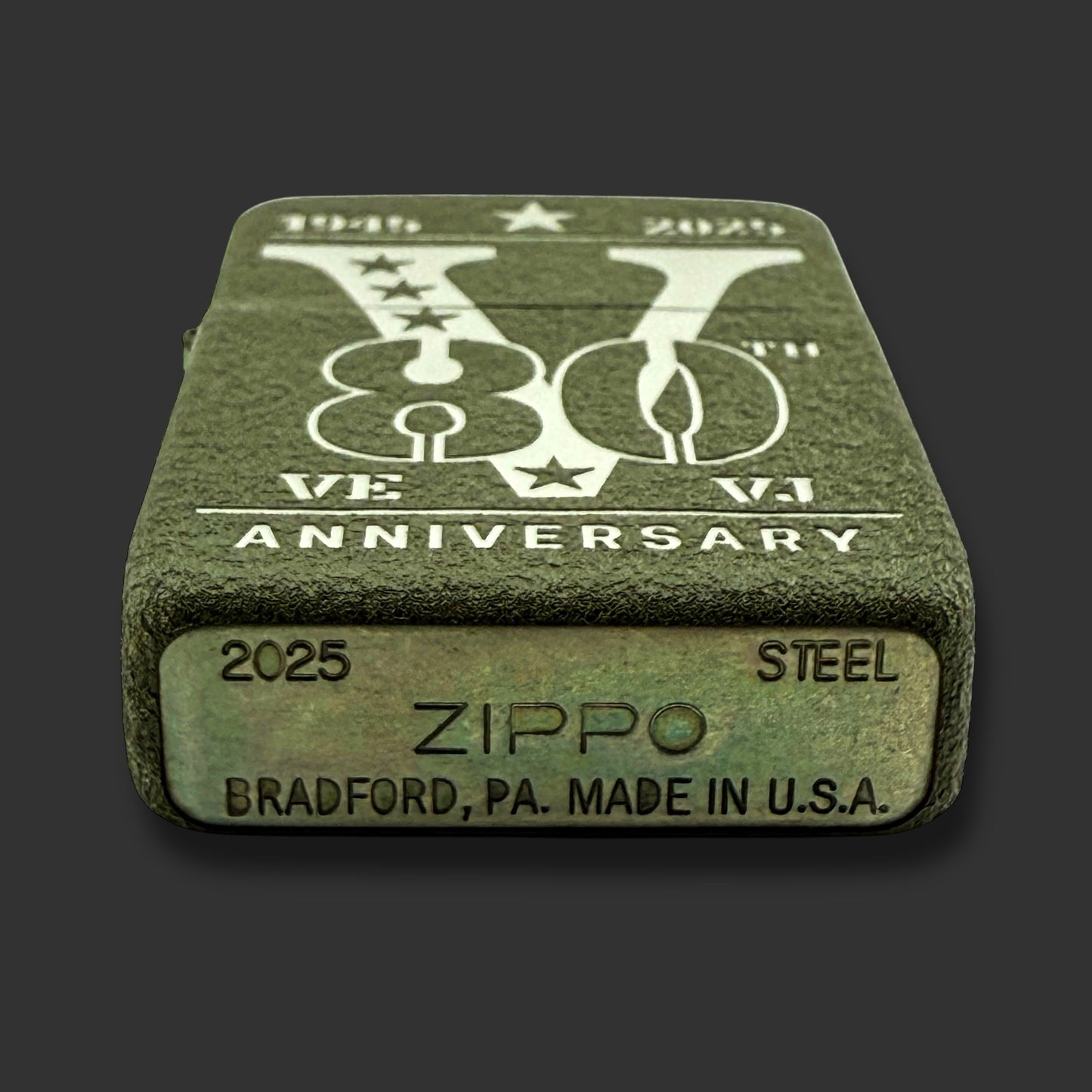 2025 Zippo Lighter - 80th Anniversary WWII Victory - Green Crackle