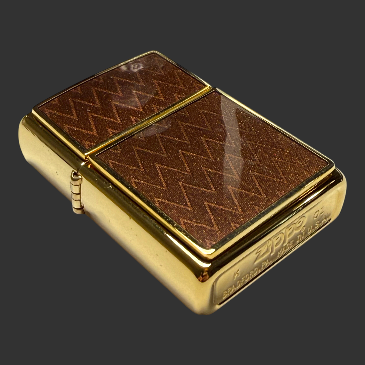 Brown Flame Stitch Zippo Lighter