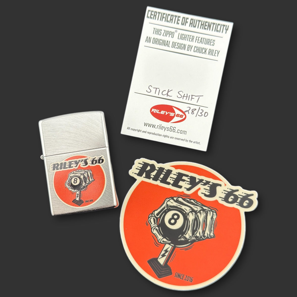 EXCLUSIVE - Riley's 66 Zippo Lighter - Stick Shift - Only 30 Made - Chrome Arch