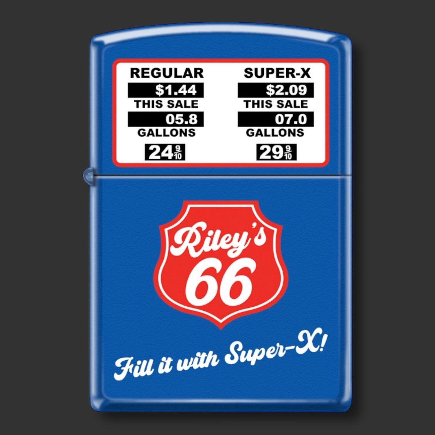 EXCLUSIVE - Riley's 66 Zippo Lighter - Gas Pump - Royal Blue Matte
