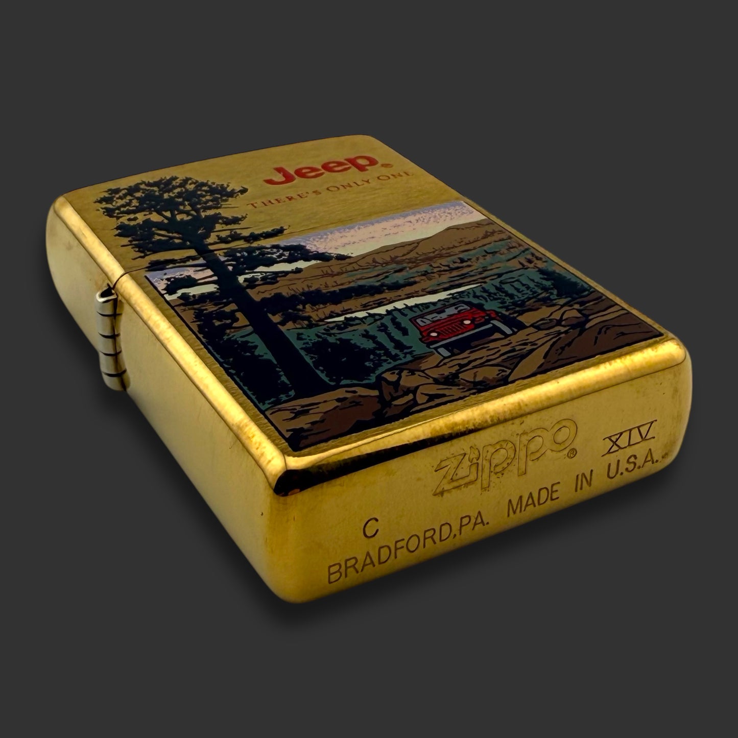 1998 Zippo Lighter - There's Only One Jeep - Brushed Brass