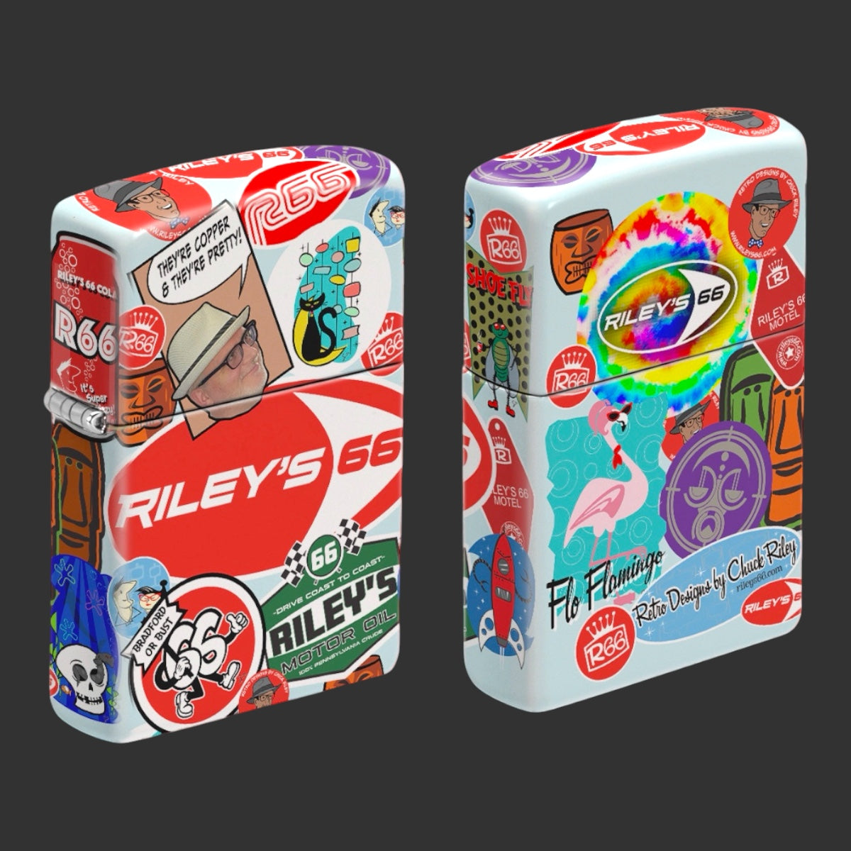 Original Riley's 66 Stickers Zippo Lighter