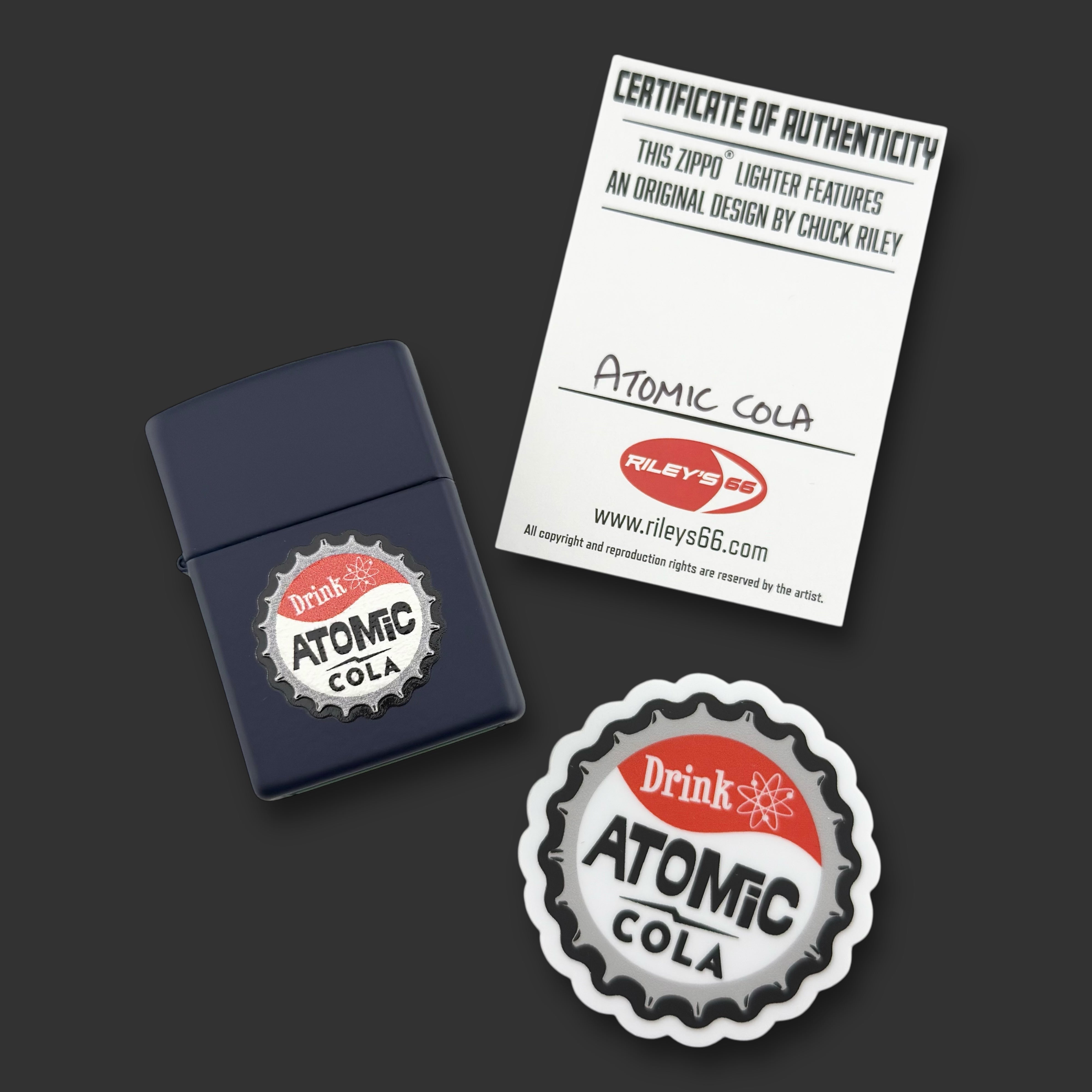 EXCLUSIVE - Riley's 66 Zippo Lighter - Atomic Cola - Navy Matte