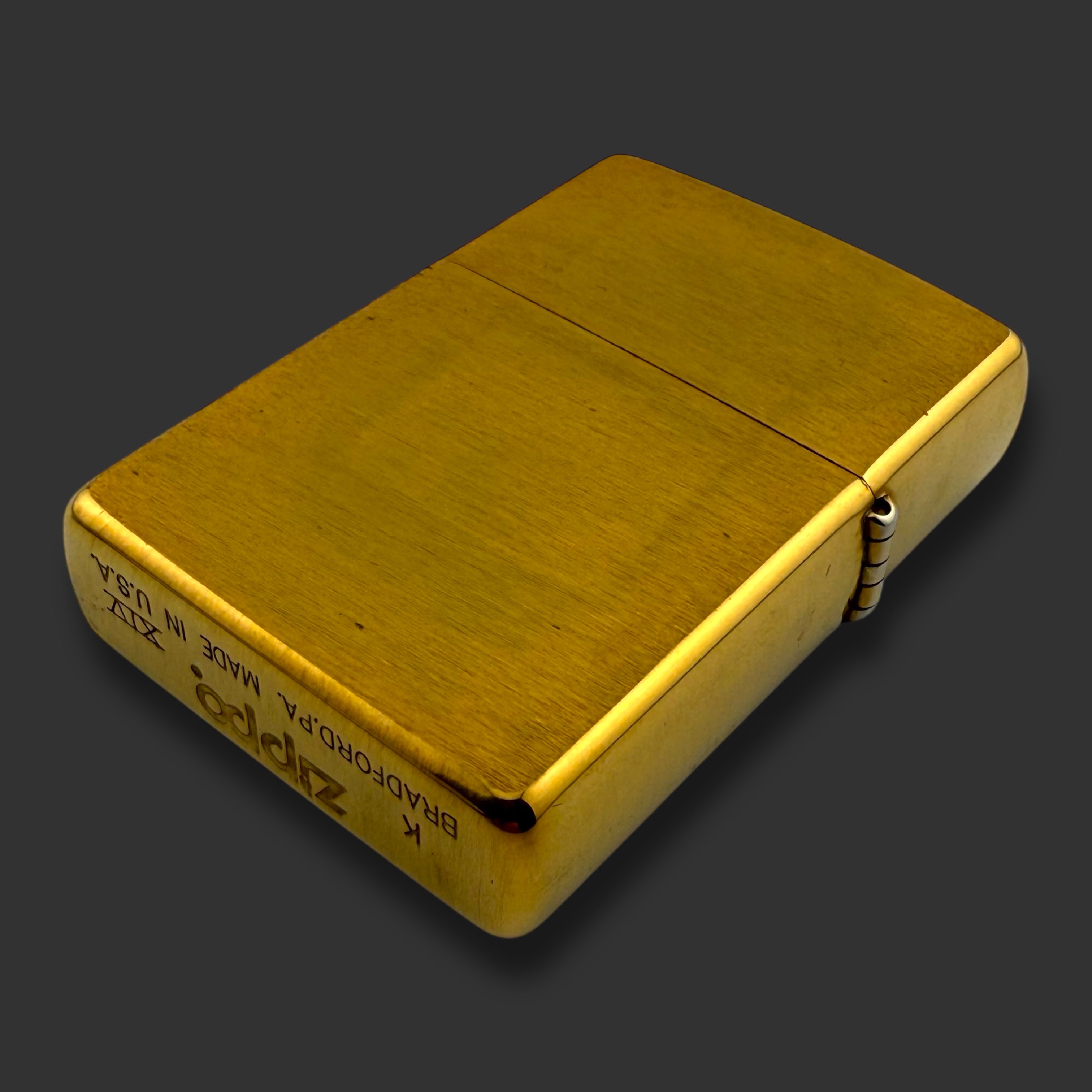 1998 Zippo Lighter - Barrett Smythe Train - Brushed Brass