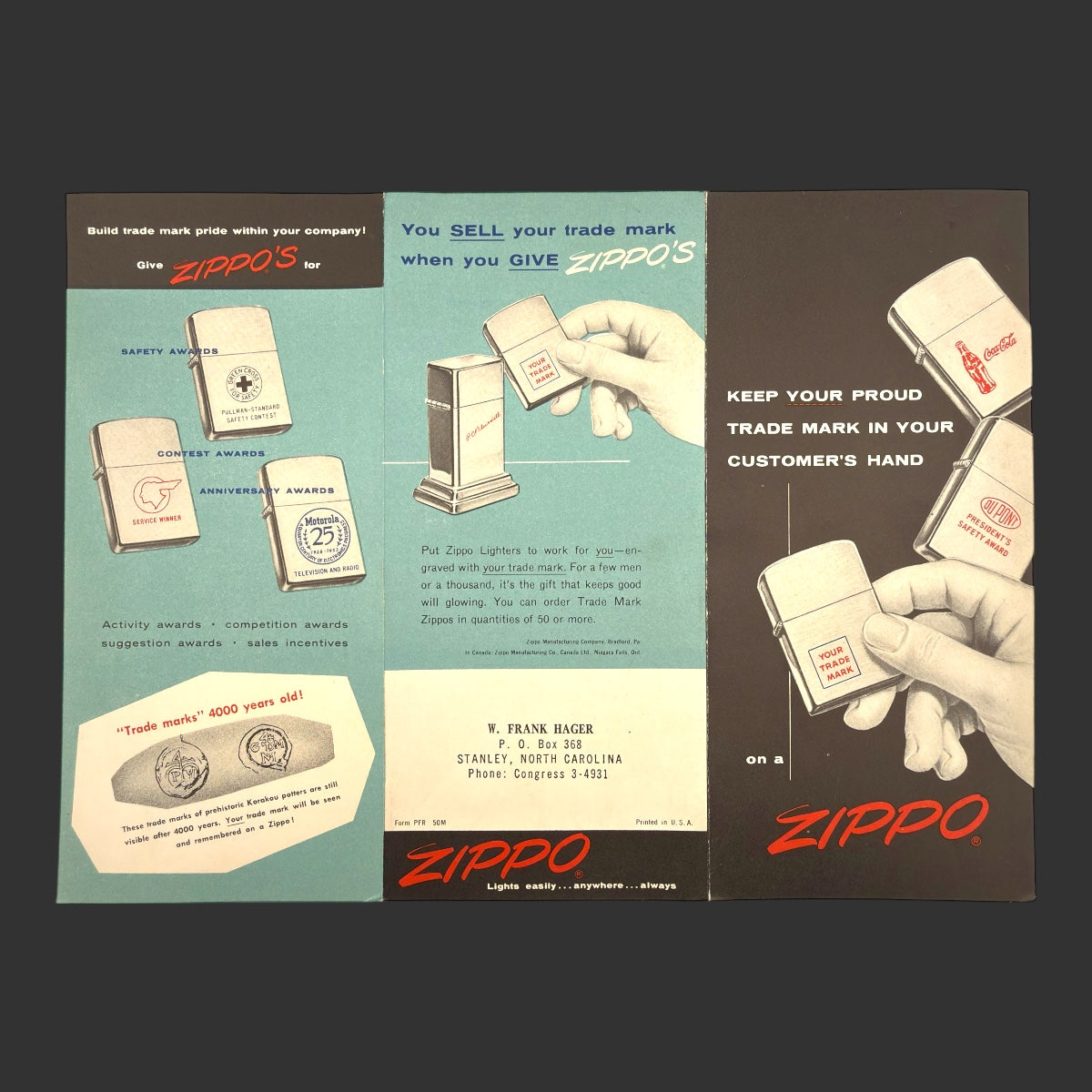 1953 Vintage Zippo Lighter Brochure