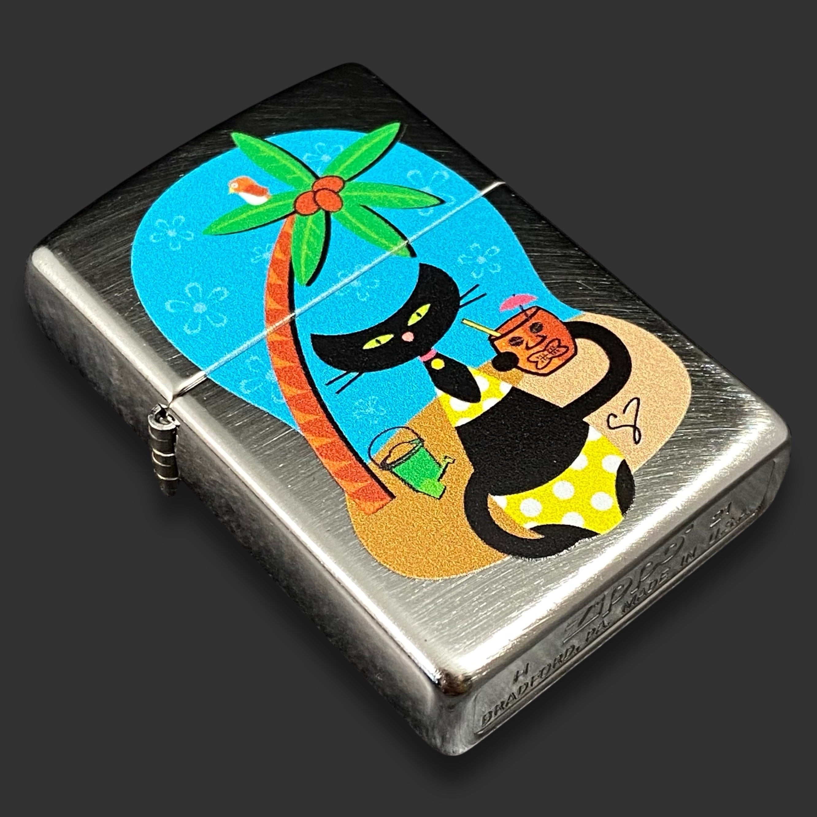 EXCLUSIVE - Riley's 66 Zippo Lighter - Tiki Kitty - Chrome Arch