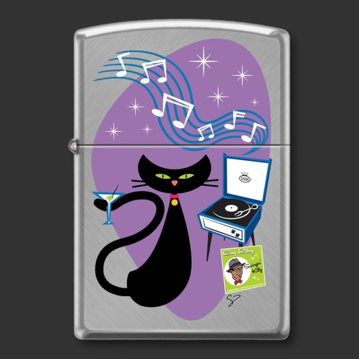 EXCLUSIVE - Riley's 66 Zippo Lighter - Swingin' Kitty - Herringbone Sweep