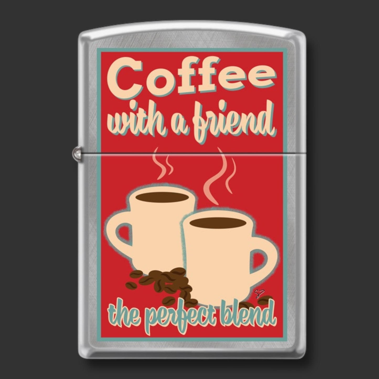 EXCLUSIVE - Riley's 66 Zippo Lighter - Coffee with a Friend - Diagonal Weave