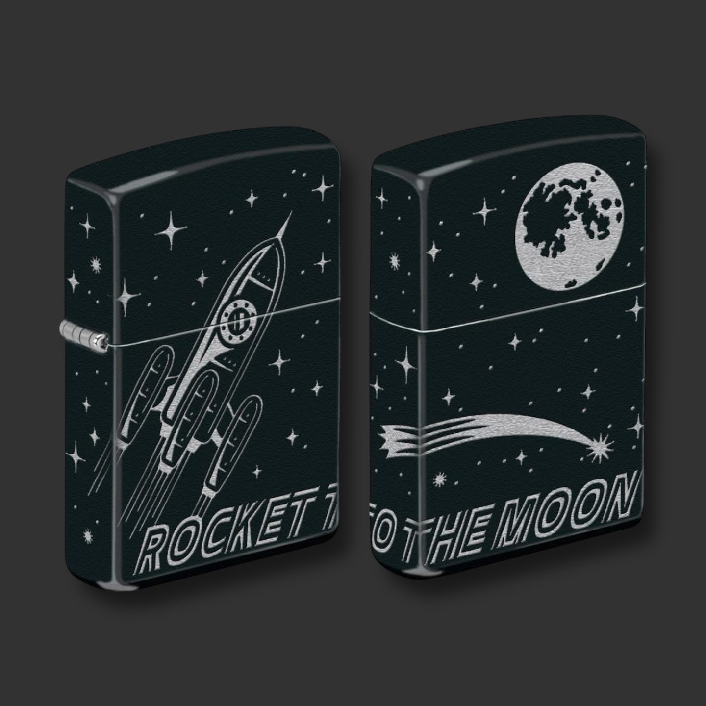 EXCLUSIVE - Riley's 66 Zippo Lighter - Rocket to the Moon - Black Matte