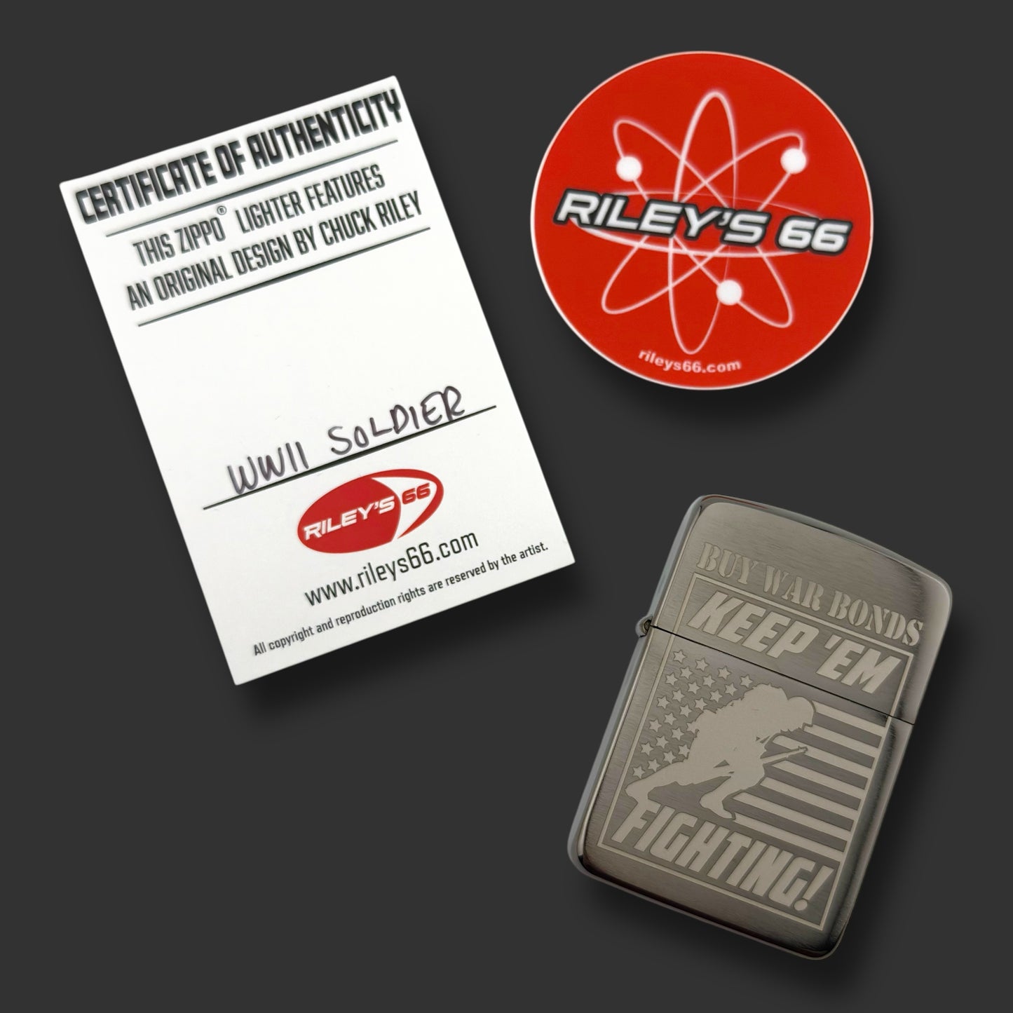 EXCLUSIVE - Riley's 66 Zippo Lighter - Keep 'Em Fighting - Black Ice®