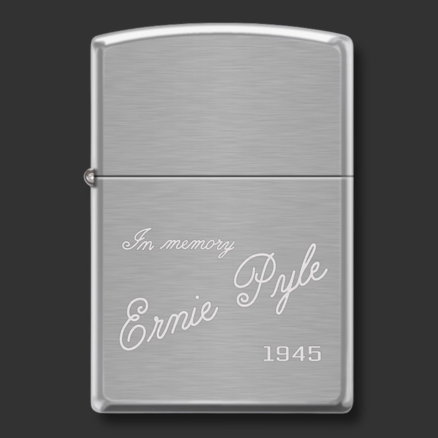 Zippo Lighter - Ernie Pyle Tribute - Brushed Chrome