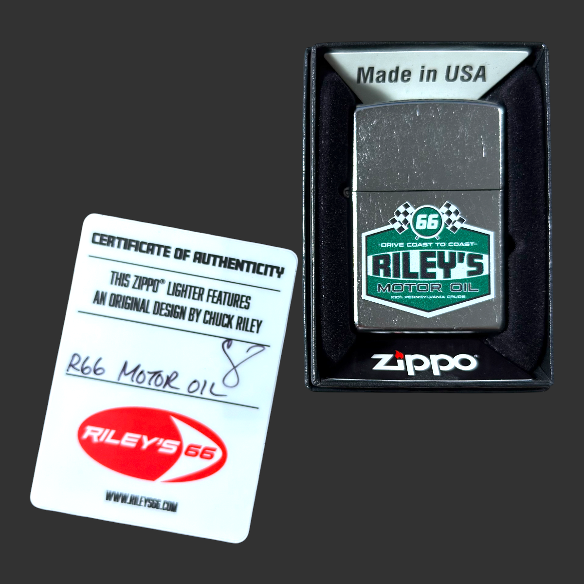 Original Riley's 66 Motor Oil Zippo Lighter