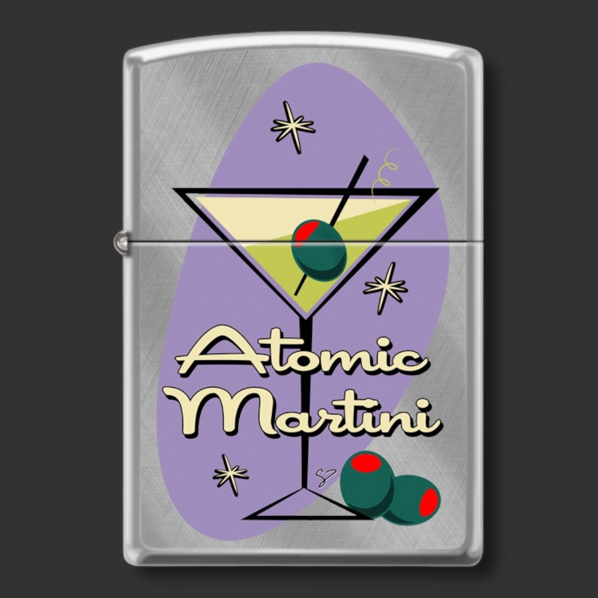 Original Riley's 66 Zippo Lighter - Atomic Martini - Diagonal Weave