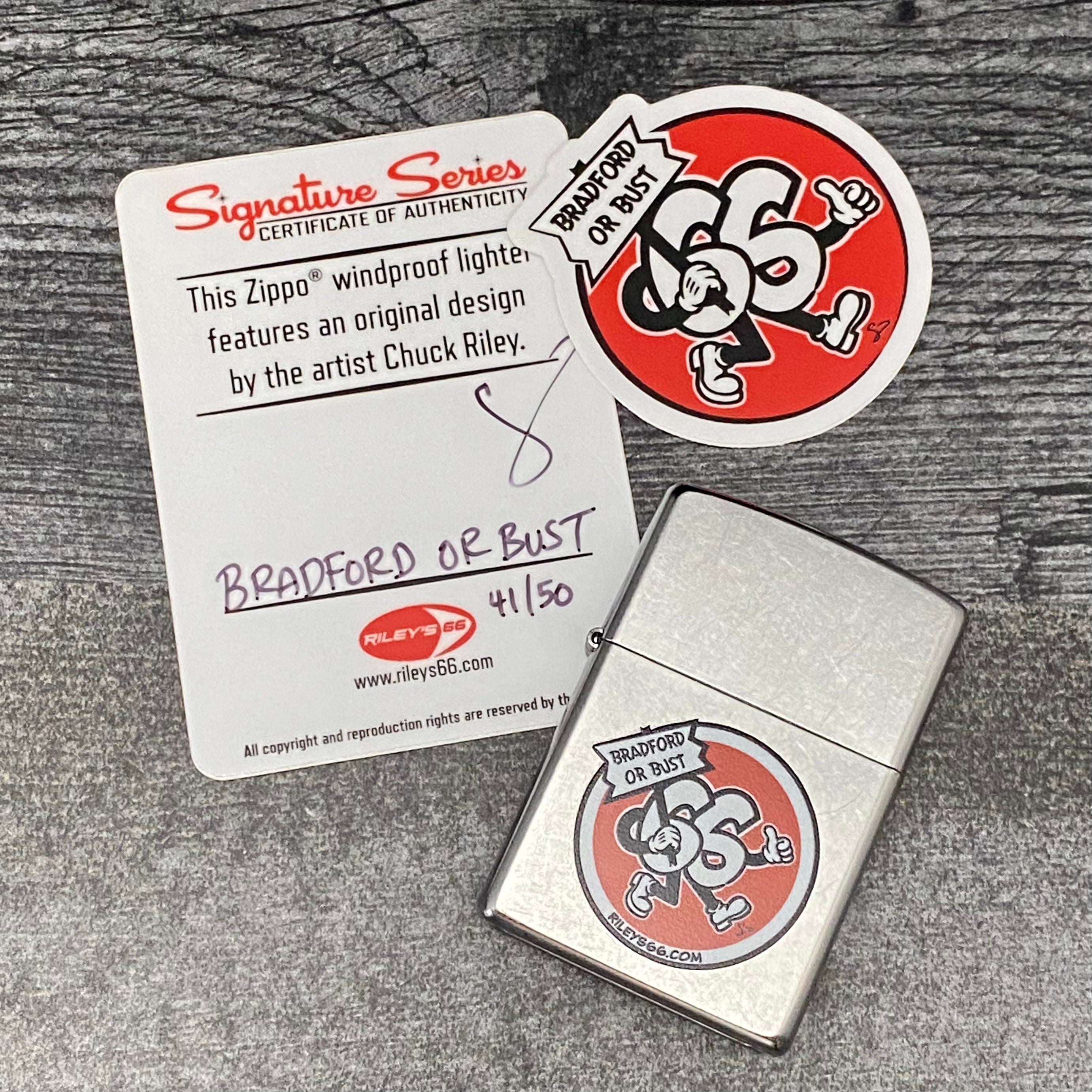 EXCLUSIVE - Riley's 66 Zippo Lighter - Bradford or Bust - Street Chrome™️
