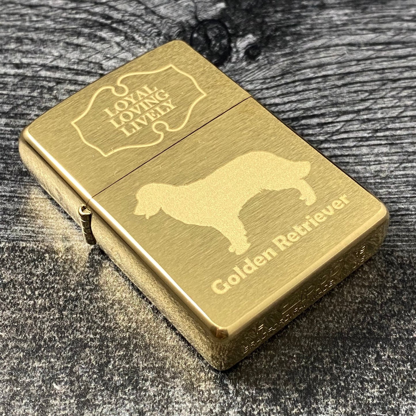 JV EXCLUSIVE GOLDEN RETRIEVER ZIPPO LIGHTER - BRUSHED BRASS - Riley's 66 LLC