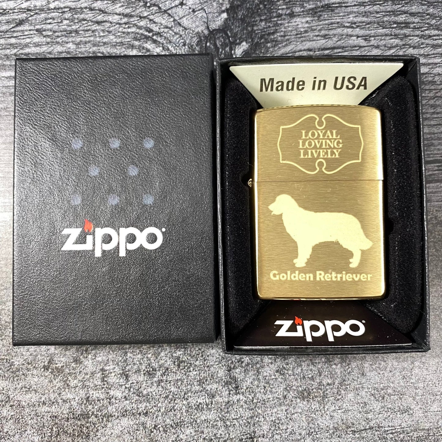 JV EXCLUSIVE GOLDEN RETRIEVER ZIPPO LIGHTER - BRUSHED BRASS - Riley's 66 LLC