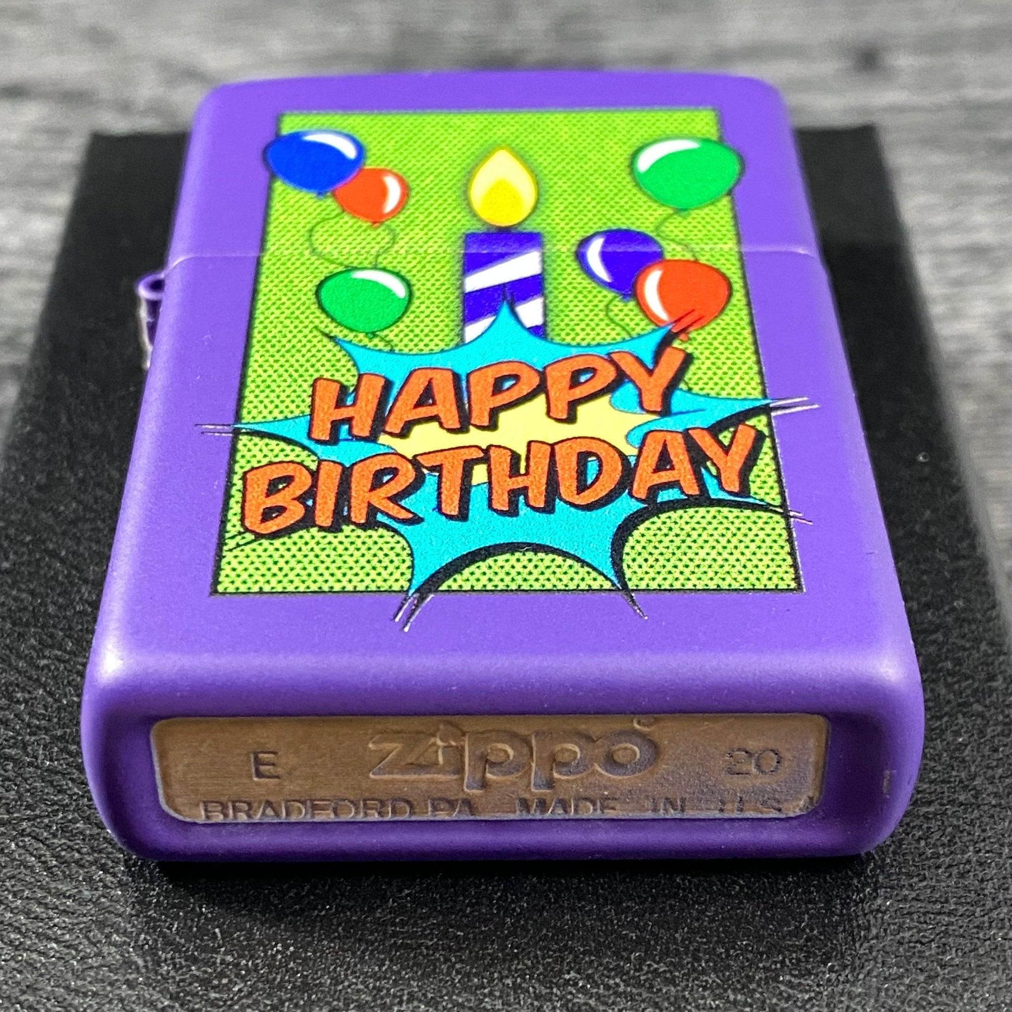 JV EXCLUSIVE HAPPY BIRTHDAY ZIPPO LIGHTER - PURPLE MATTE - Riley's 66 LLC