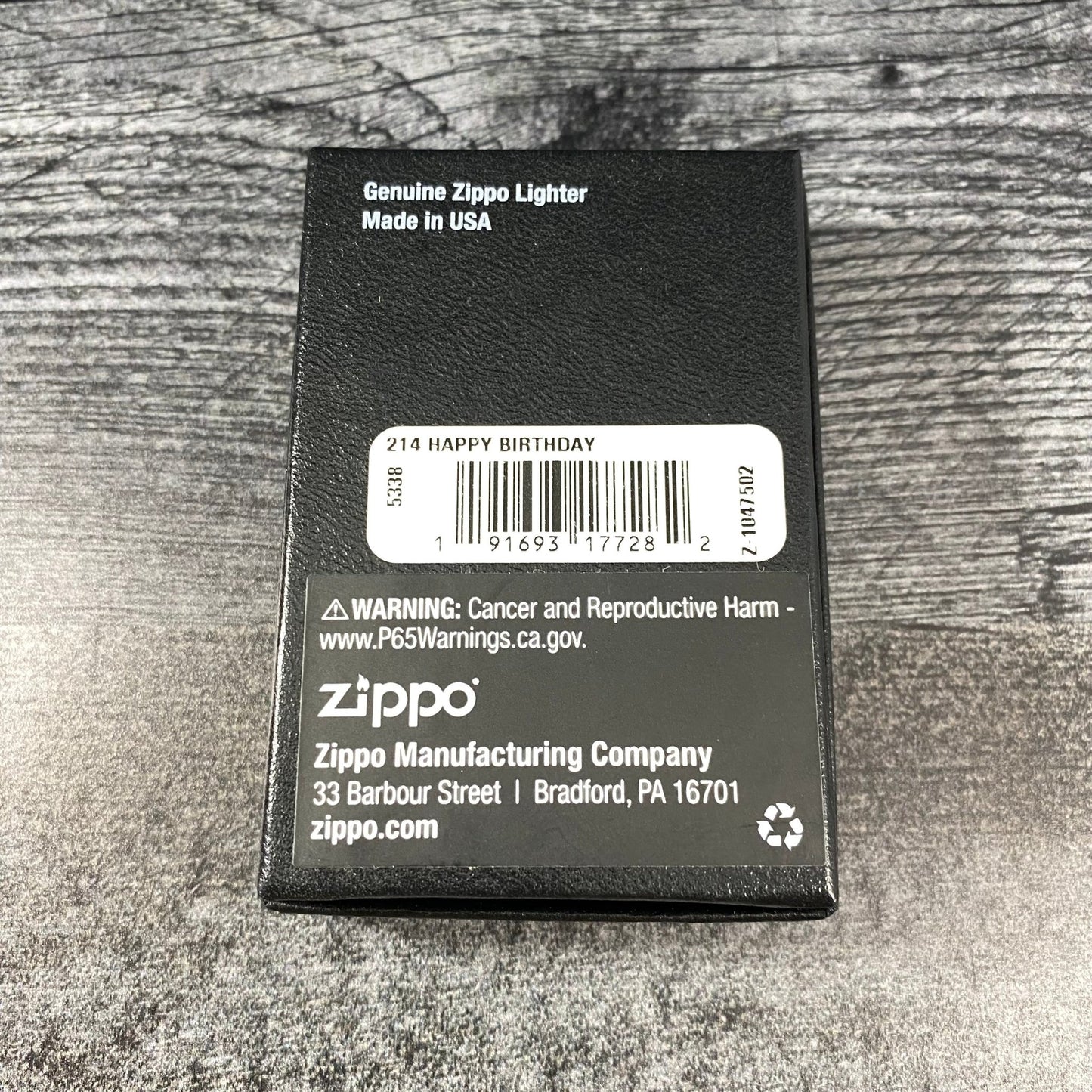 JV EXCLUSIVE HAPPY BIRTHDAY ZIPPO LIGHTER - WHITE MATTE - Riley's 66 LLC