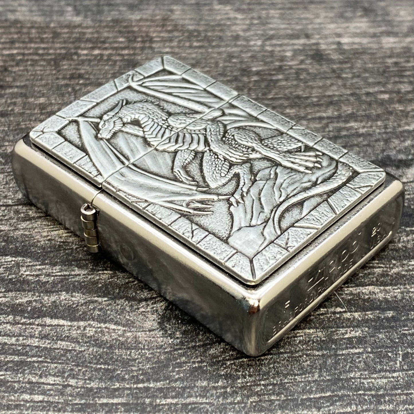 ZIPPO LIGHTER - Dragon Emblem - Street Chrome - Riley's 66 LLC
