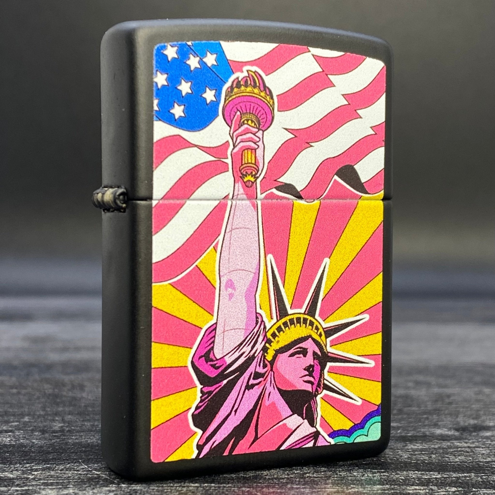 Zippo Lighter - Lady Liberty - Black Matte
