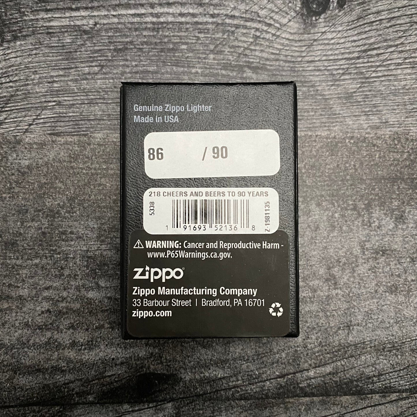 Zippo Lighter - Cheers & Beers to 90 Years - Black Matte