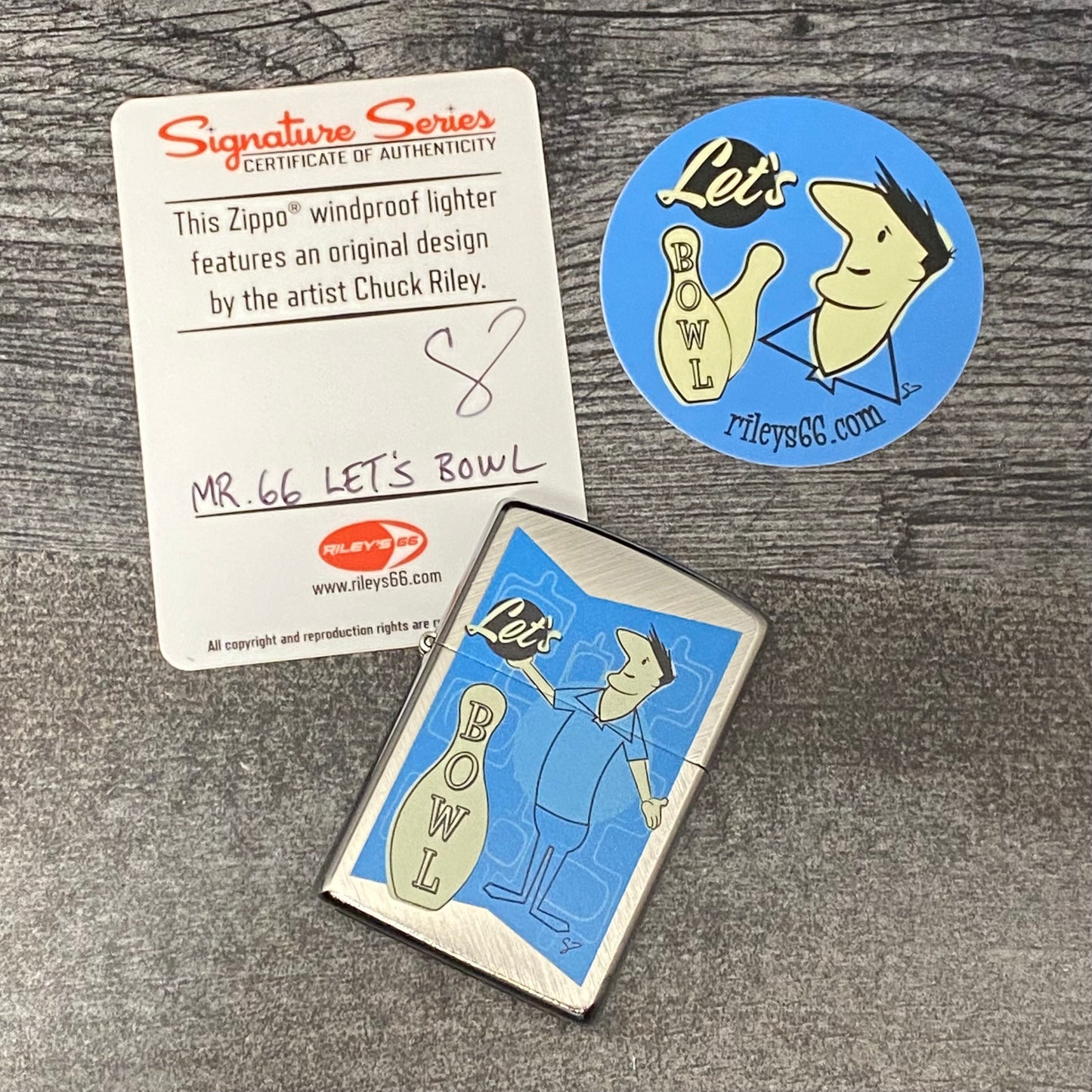 EXCLUSIVE - Riley's 66 Zippo Lighter - Mr. 66 Let's Bowl - Herringbone Sweep