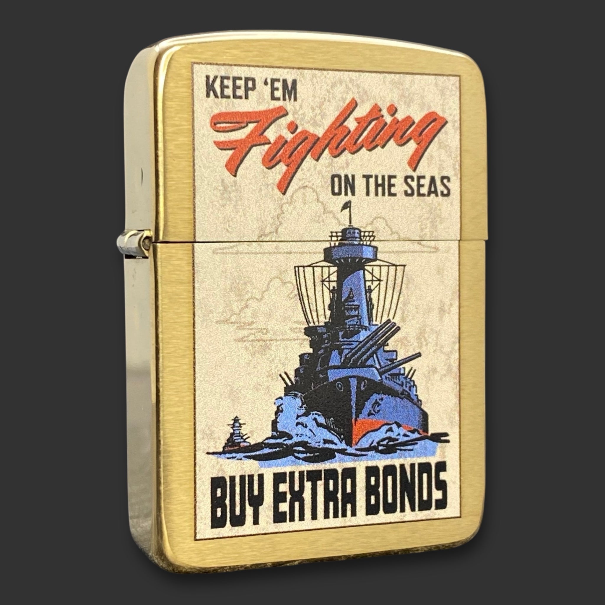 EXCLUSIVE - Riley's 66 Zippo Lighter - Keep 'Em Fighting - Brushed Brass
