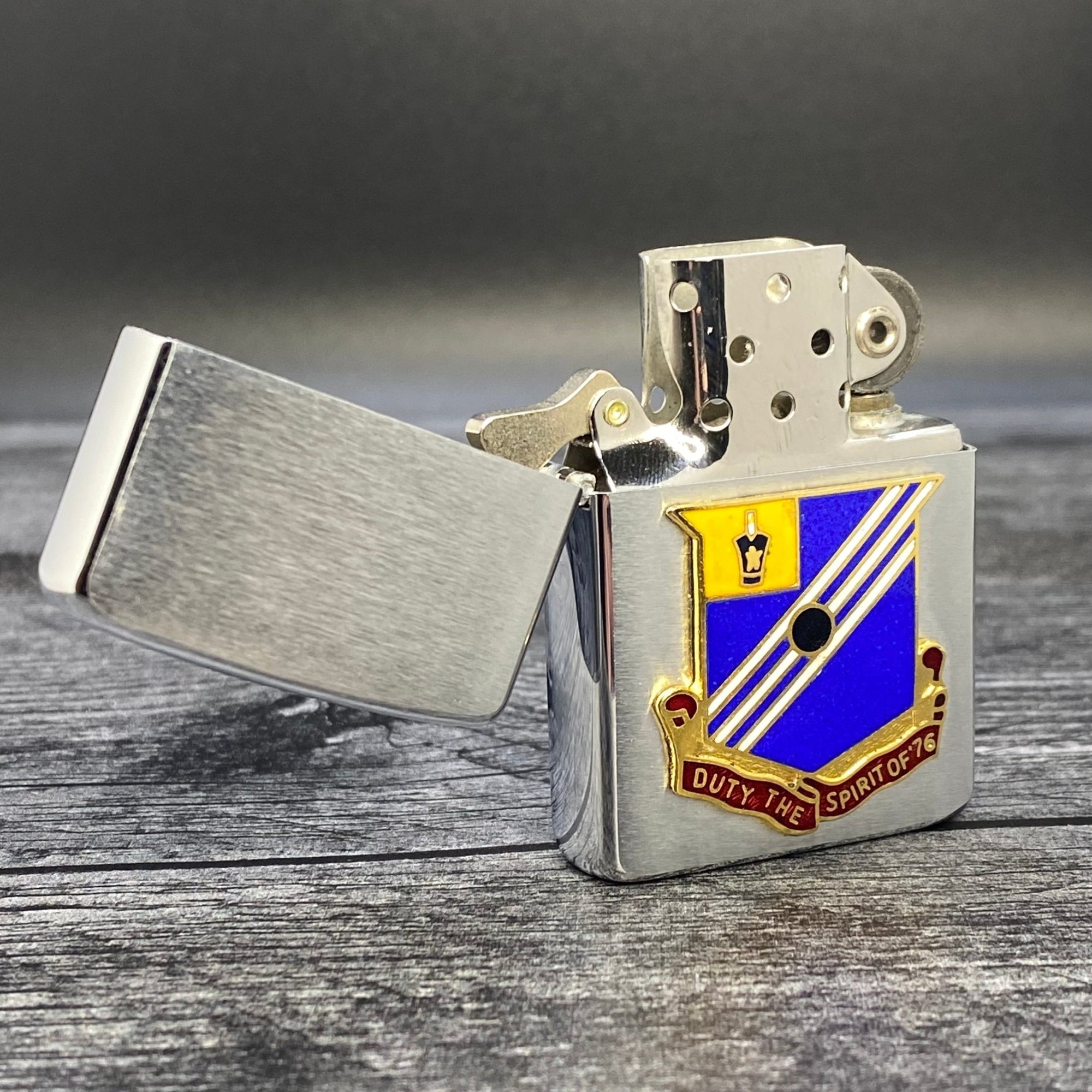 1961 Zippo Lighter - 76th Field Artillery - Brushed Chrome - Riley's 66 LLC