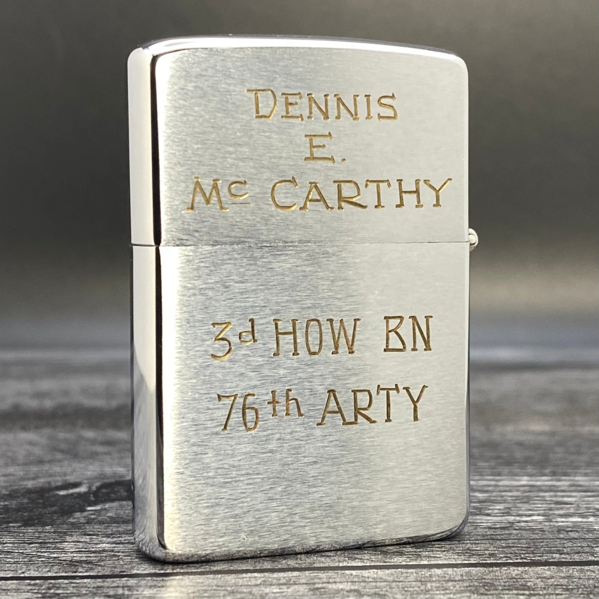 1961 Zippo Lighter - 76th Field Artillery - Brushed Chrome - Riley's 66 LLC