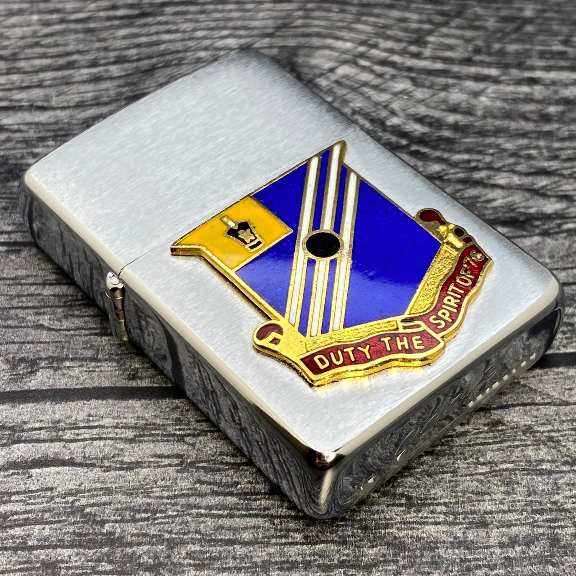 1961 Zippo Lighter - 76th Field Artillery - Brushed Chrome - Riley's 66 LLC