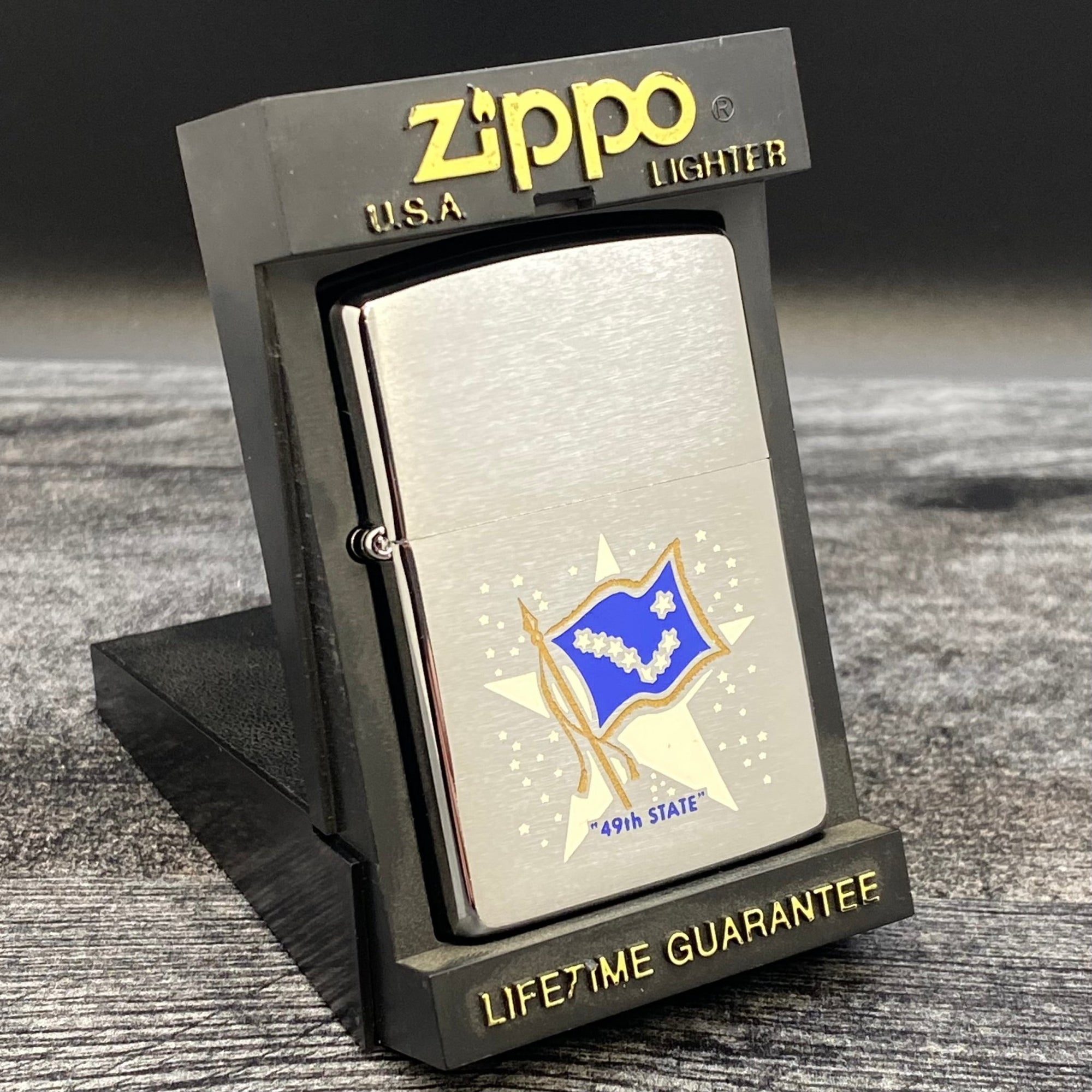 1992 Zippo Lighter - Alaska 49th State - E & P - Brushed Chrome - Riley's 66 LLC