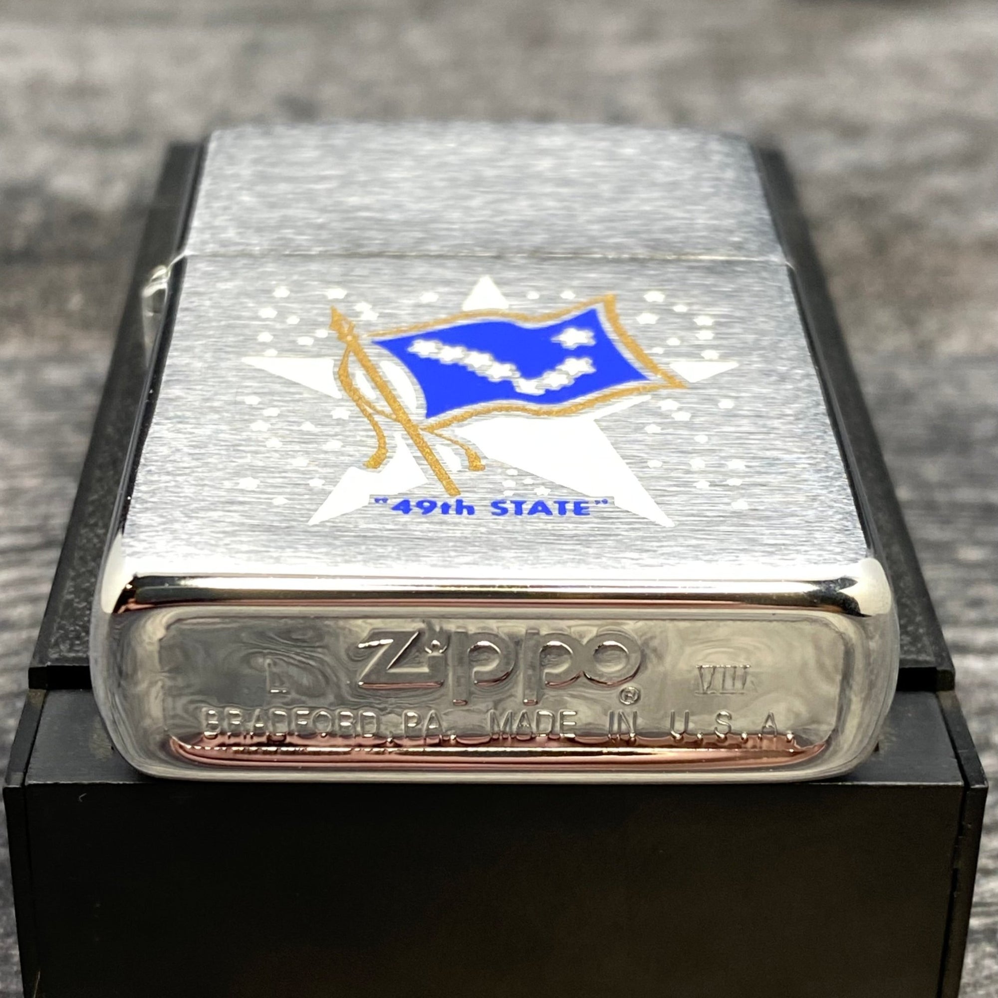 1992 Zippo Lighter - Alaska 49th State - E & P - Brushed Chrome - Riley's 66 LLC