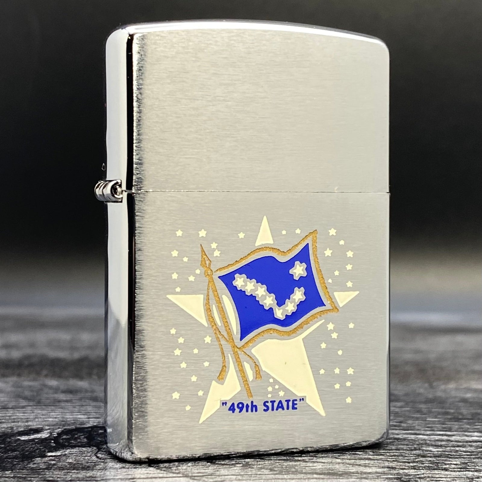 1992 Zippo Lighter - Alaska 49th State - E & P - Brushed Chrome - Riley's 66 LLC