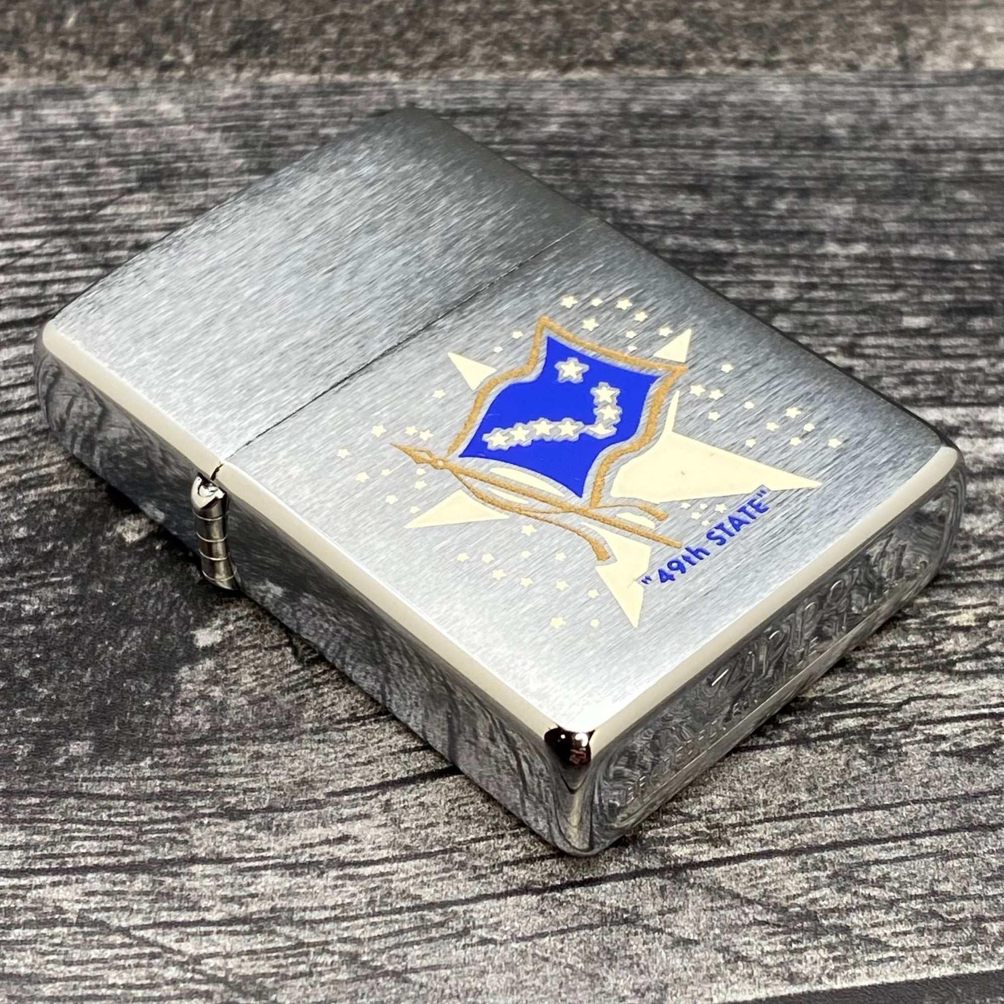 1992 Zippo Lighter - Alaska 49th State - E & P - Brushed Chrome - Riley's 66 LLC