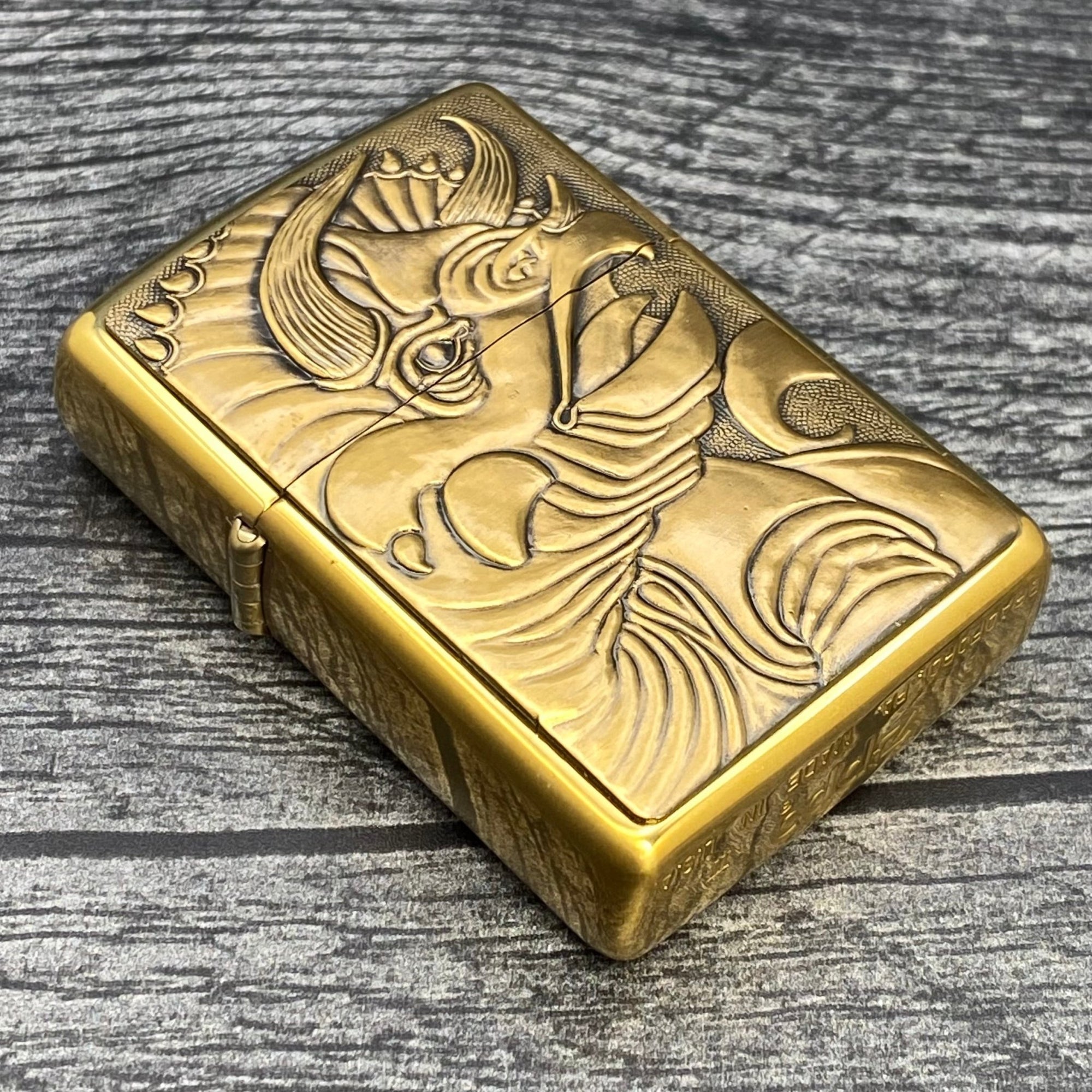 1993 Zippo Lighter - Triceratops - Barrett Smythe - High Polish Brass - Riley's 66 LLC