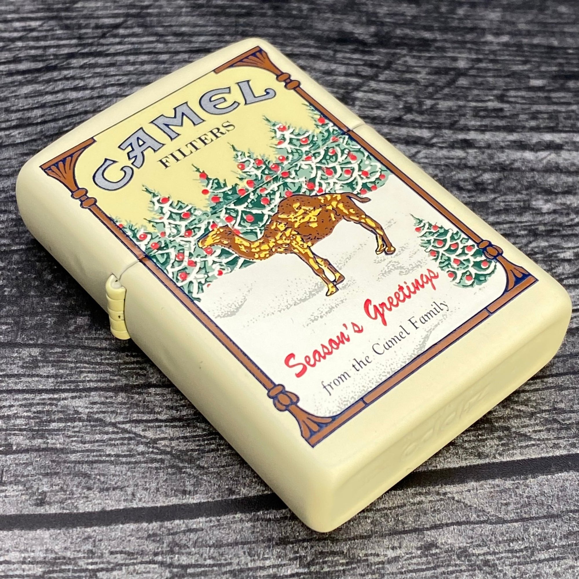 1997 Zippo Lighter - Camel Season's Greetings - Beige Matte - Riley's 66 LLC