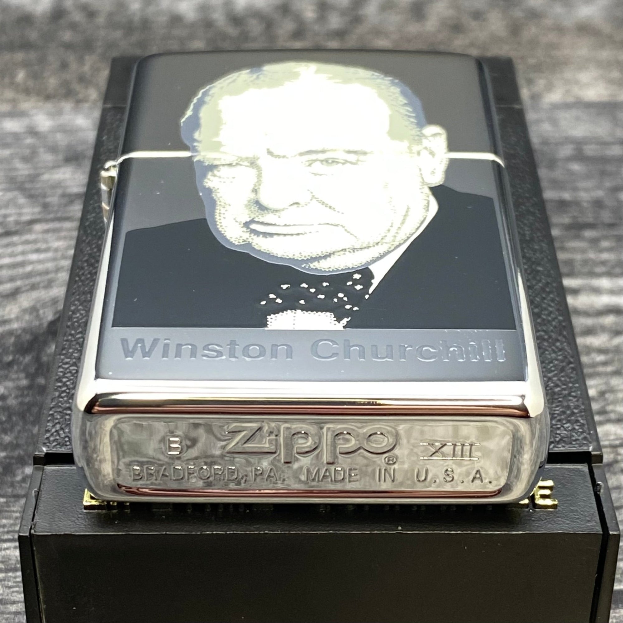 1997 Zippo Lighter - Winston Churchill - High Polish Chrome - Riley's 66 LLC