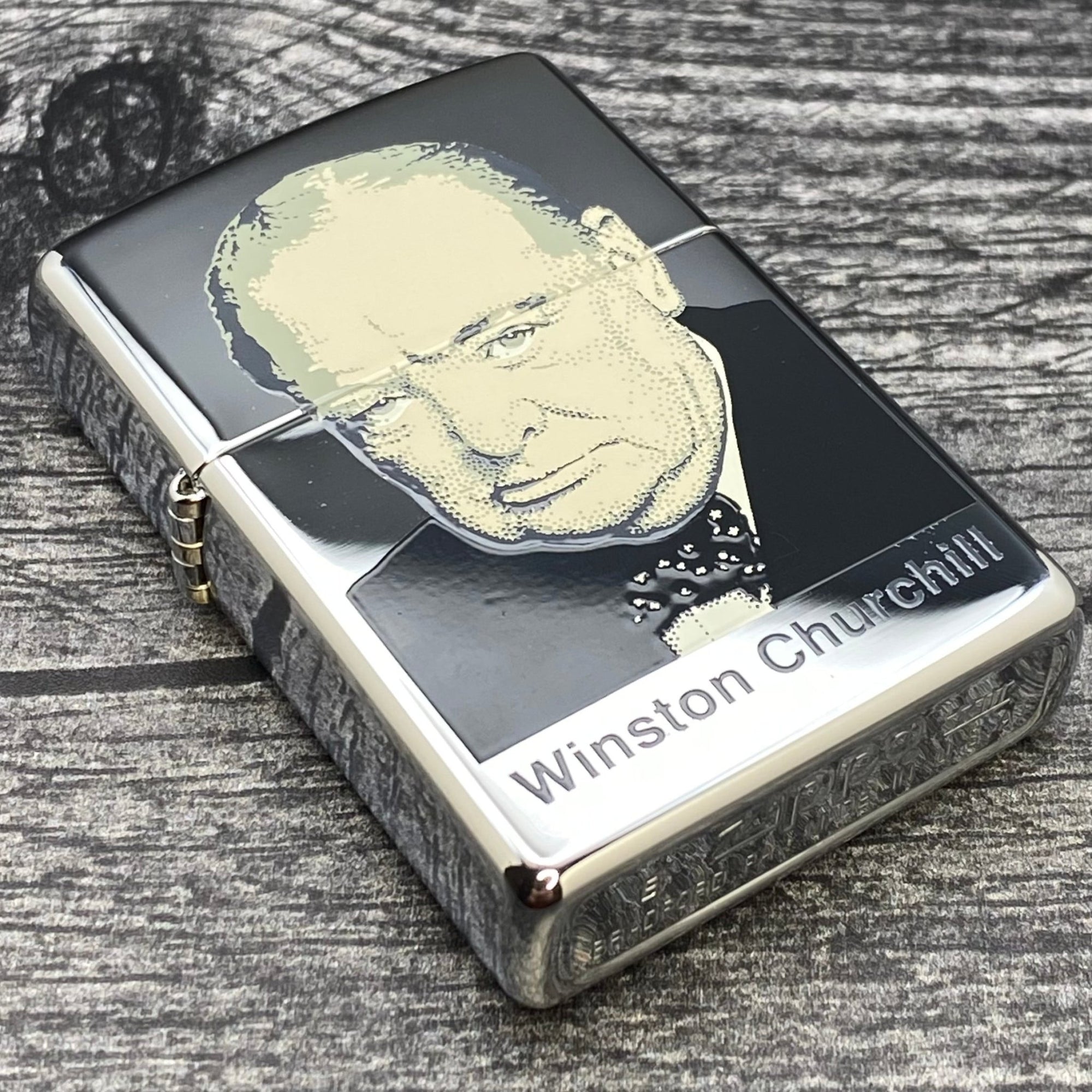 1997 Zippo Lighter - Winston Churchill - High Polish Chrome - Riley's 66 LLC