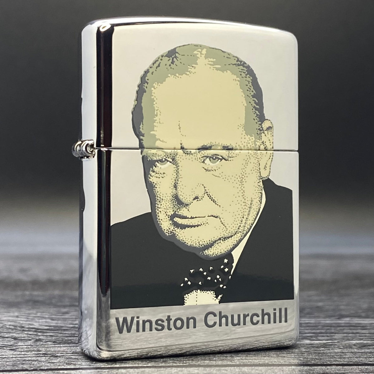 1997 Zippo Lighter - Winston Churchill - High Polish Chrome - Riley&#39;s 66 LLC