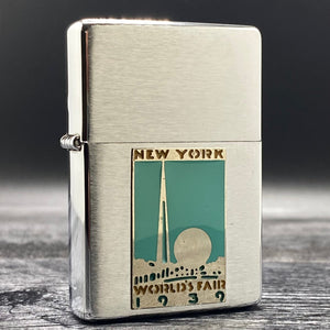 1997 Zippo Lighter - World's Fair Metallique - Brushed Chrome - Riley's 66 LLC