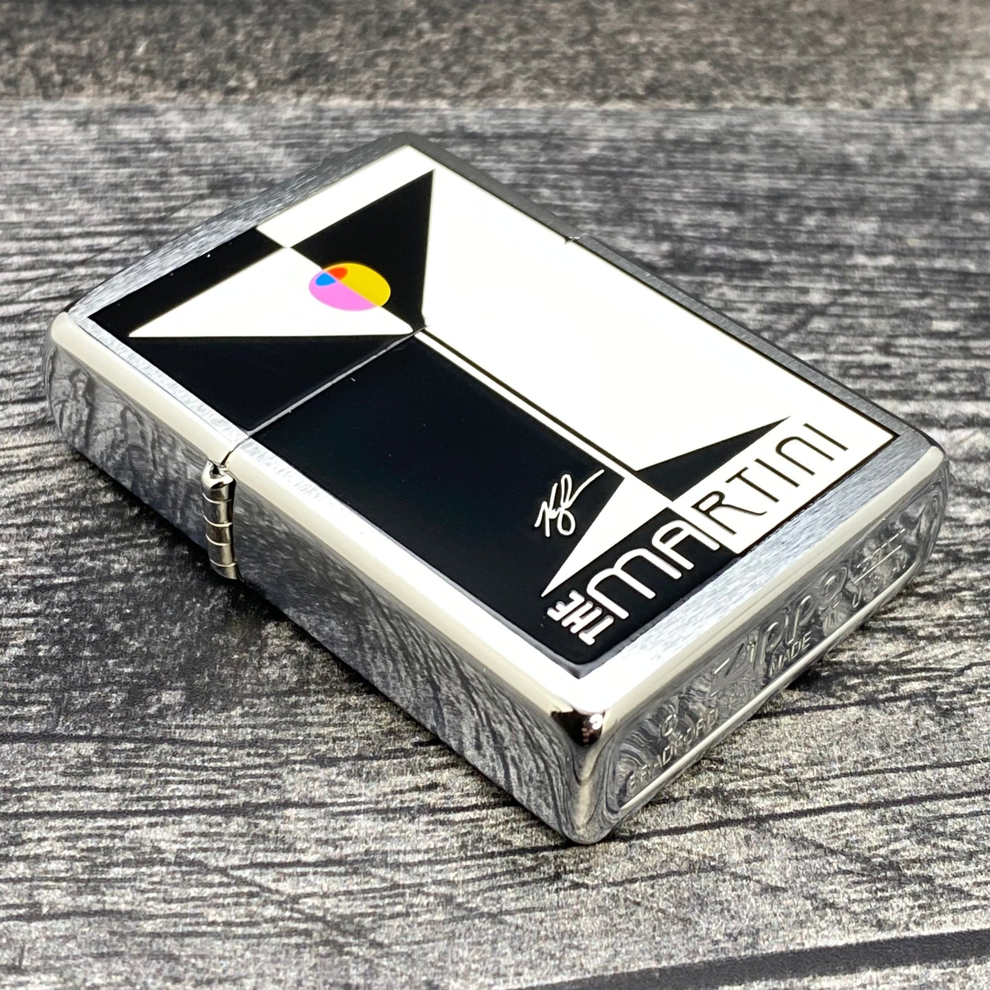 1998 Zippo Lighter - The Martini - Brushed Chrome - Riley's 66 LLC