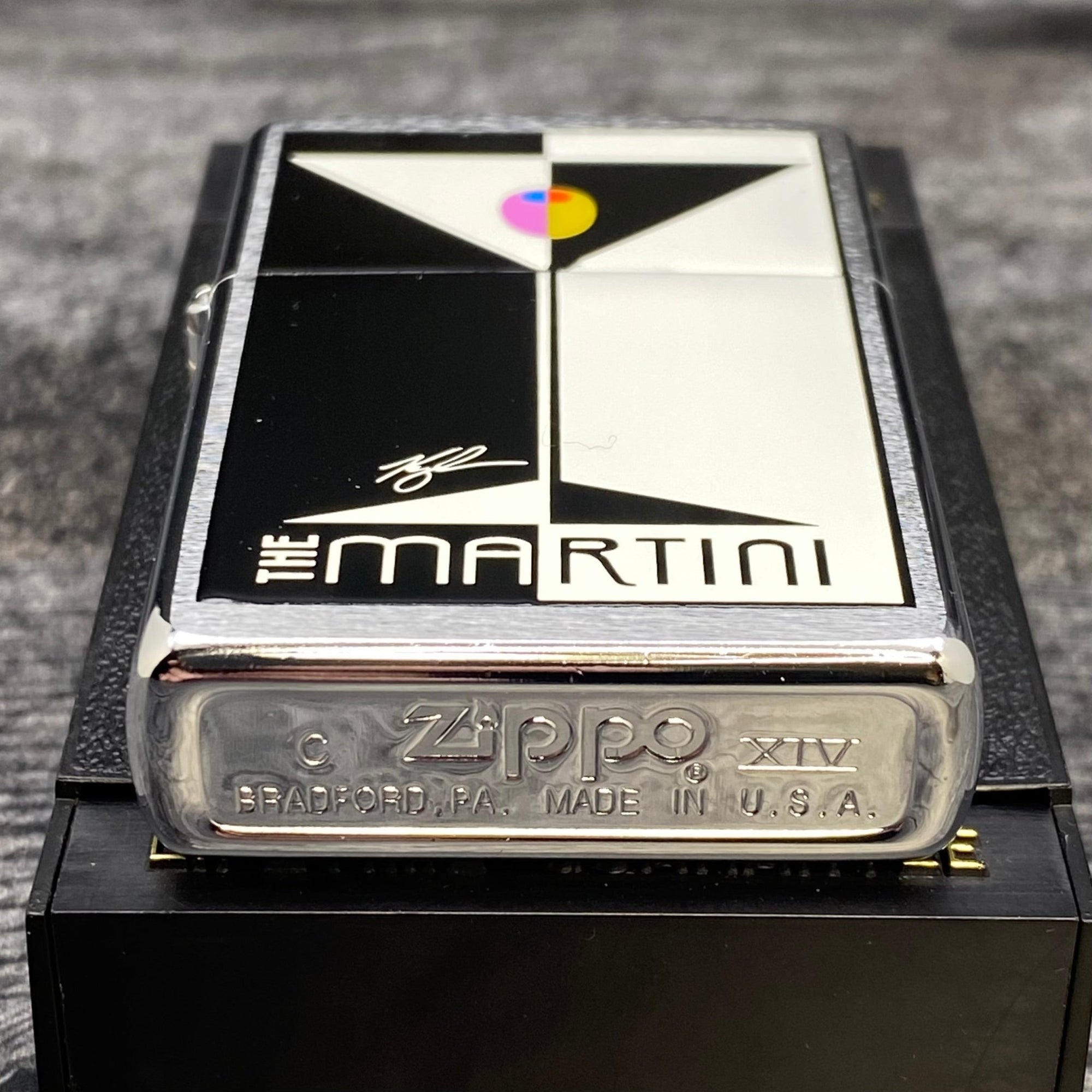 1998 Zippo Lighter - The Martini - Brushed Chrome - Riley's 66 LLC