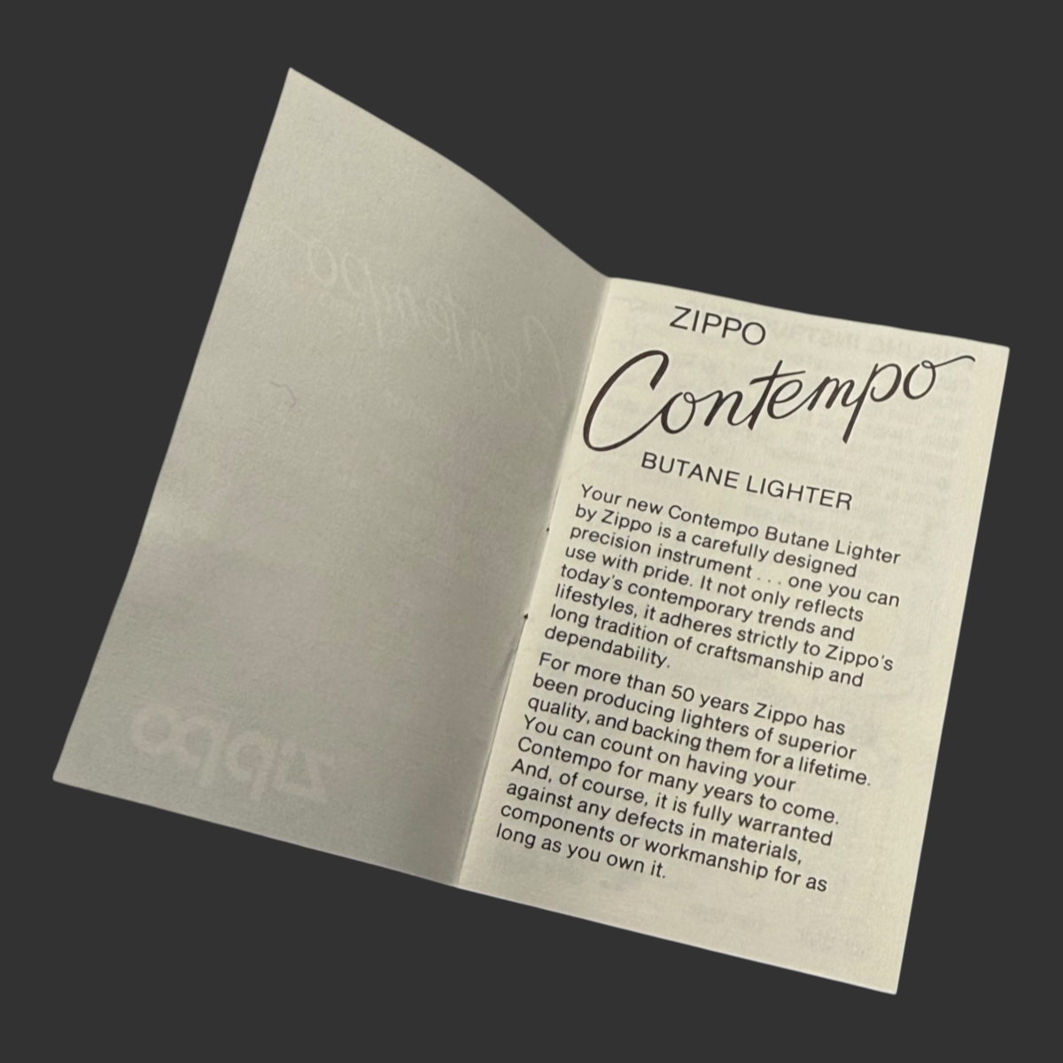 1985 Zippo Contempo Butane Lighter Test Sample